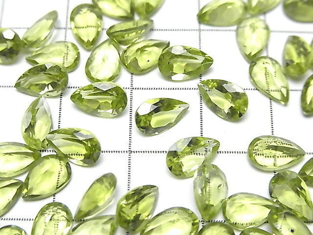 High Quality Peridot AAA Undrilled Pear shape Faceted 8x5mm 5pcs