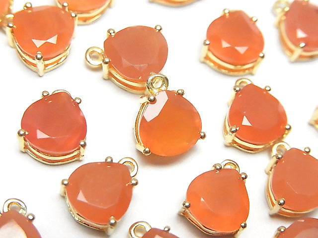 [Video] High Quality Carnelian AAA Bezel Setting Chestnut Faceted 8x8mm 18KGP 1pc