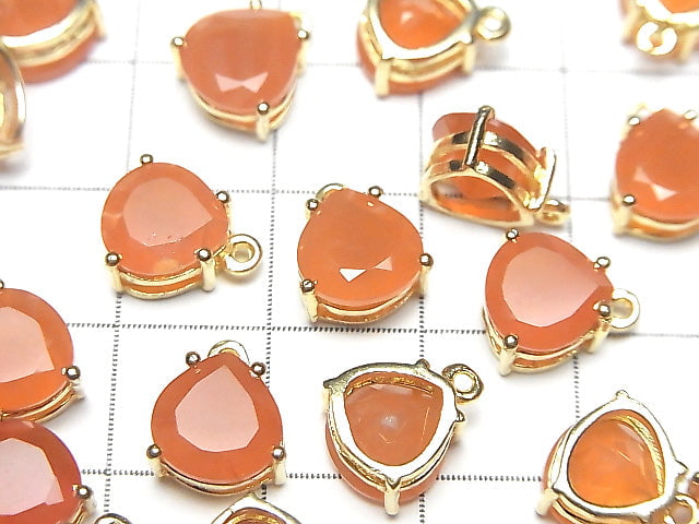 [Video] High Quality Carnelian AAA Bezel Setting Chestnut Faceted 8x8mm 18KGP 1pc