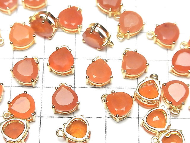 [Video] High Quality Carnelian AAA Bezel Setting Chestnut Faceted 8x8mm 18KGP 1pc