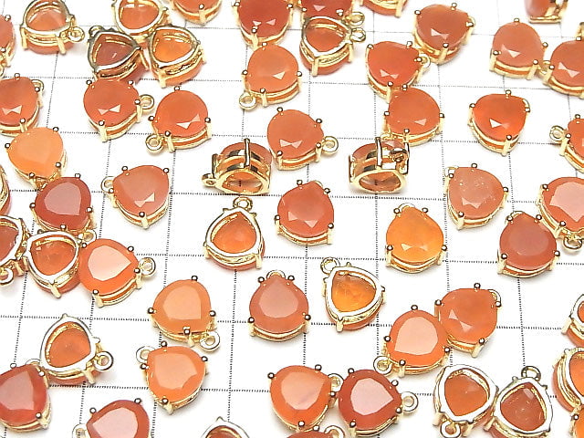 [Video] High Quality Carnelian AAA Bezel Setting Chestnut Faceted 8x8mm 18KGP 1pc
