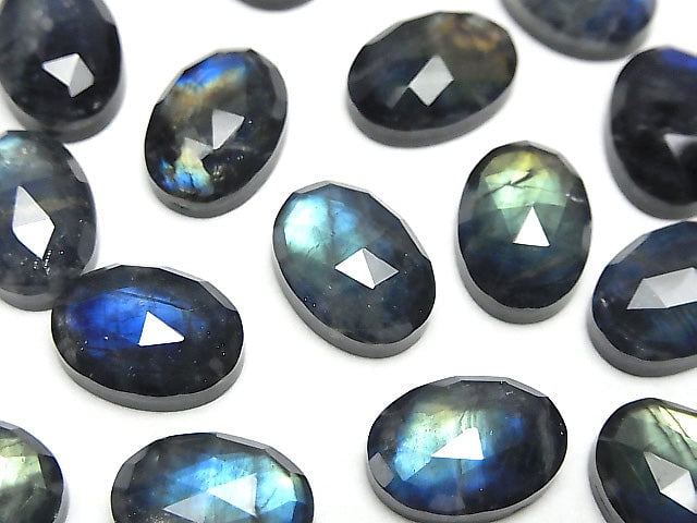 [Video] Onyx xLabradorite x Crystal AAA- Oval Rose Cut 14x10mm 1pc