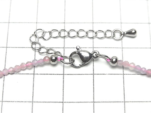 [Video] High Quality! Pink Tourmaline Silica AA+ Faceted Round 2mm Necklace