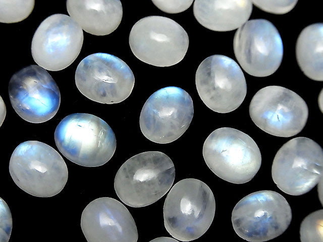 [Video] High Quality Rainbow Moonstone AAA- Oval Cabochon 10x8mm 4pcs