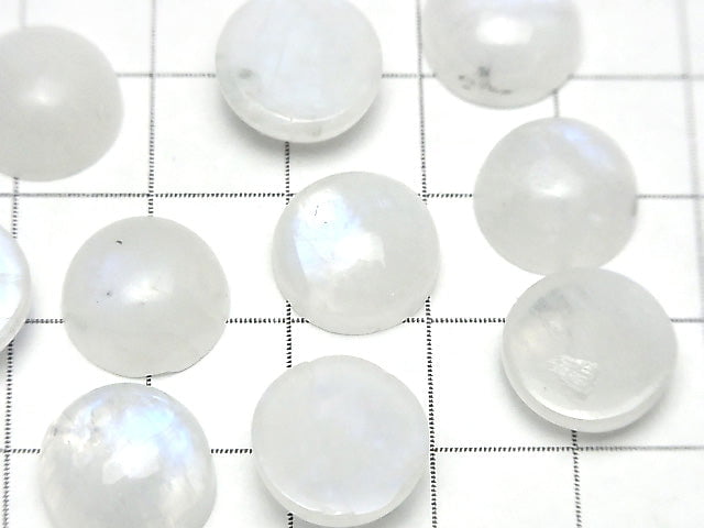 [Video] Rainbow Moonstone AA++ Round Cabochon 12x12mm 3pcs