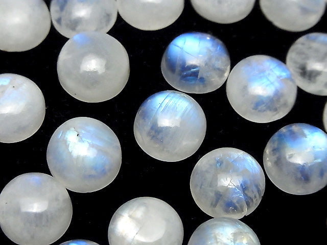 [Video] Rainbow Moonstone AA++ Round Cabochon 12x12mm 3pcs