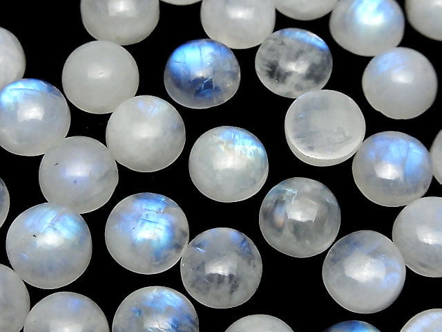 [Video] Rainbow Moonstone AA++ Round Cabochon 12x12mm 3pcs