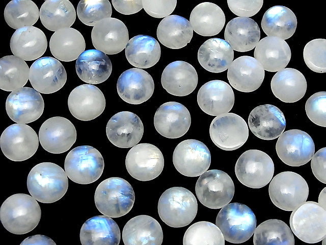 [Video] Rainbow Moonstone AA++ Round Cabochon 12x12mm 3pcs