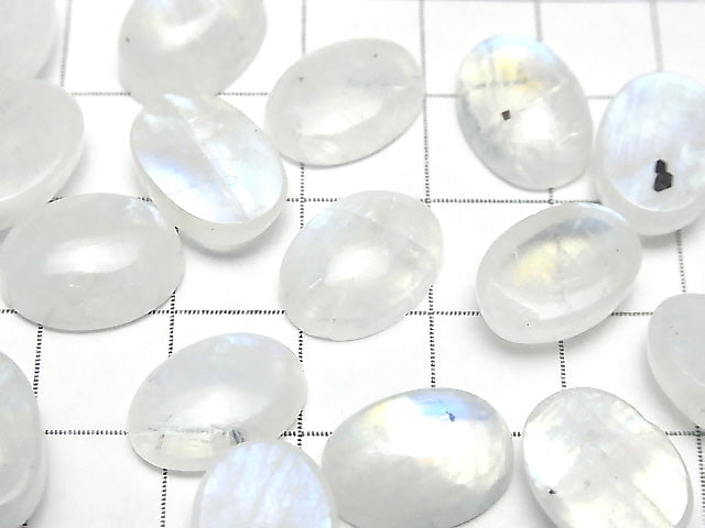 [Video] High Quality Rainbow Moonstone AAA - Oval Cabochon 14x10mm 2pcs