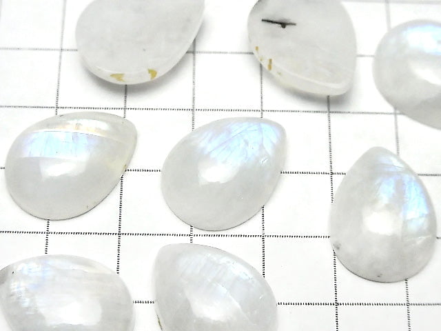 [Video] Rainbow Moonstone AA++ Pear shape Cabochon 20x15mm 2pcs