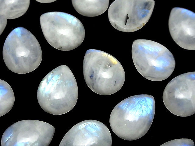 [Video] Rainbow Moonstone AA++ Pear shape Cabochon 20x15mm 2pcs