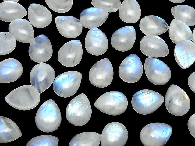 [Video] Rainbow Moonstone AA++ Pear shape Cabochon 20x15mm 2pcs