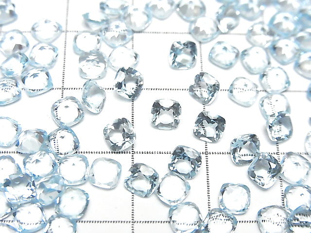 [Video]High Quality Sky Blue Topaz AAA- Loose stone Square Faceted 4x4mm 10pcs