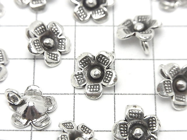 Karen Silver Flower Charm 10x10x3mm 1pc