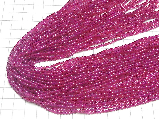 [Video] Lab created Star Ruby AAA Round 2mm 1strand beads (aprx.15inch / 36cm)