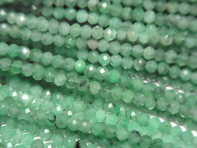 [Video] Brazil Emerald AA++ Faceted Round 2mm half or 1strand beads (aprx.13inch / 31cm)