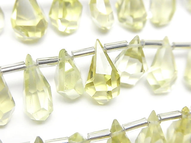[Video]High Quality Lemon Quartz AAA Rough Drop Faceted Briolette [S size] 1strand (18pcs )
