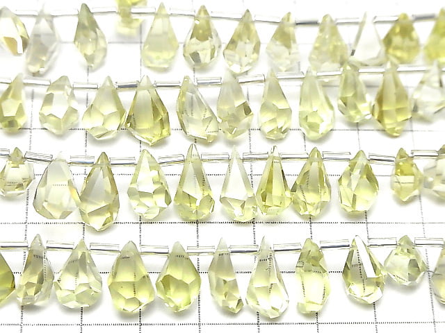 [Video]High Quality Lemon Quartz AAA Rough Drop Faceted Briolette [S size] 1strand (18pcs )