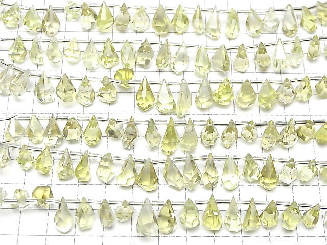 [Video]High Quality Lemon Quartz AAA Rough Drop Faceted Briolette [S size] 1strand (18pcs )