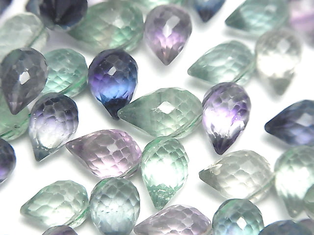 [Video] Multicolor Fluorite AA++ Flower Bud Faceted Briolette 1strand beads (approx. 4 inches/9 cm)