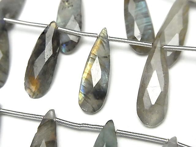 [Video]Labradorite AA++ Pear shape Faceted Briolette 24x8mm 1strand (8pcs)