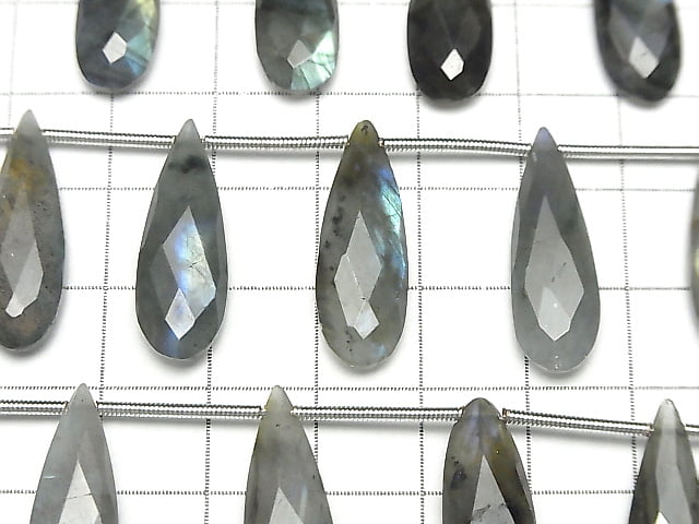 [Video]Labradorite AA++ Pear shape Faceted Briolette 24x8mm 1strand (8pcs)