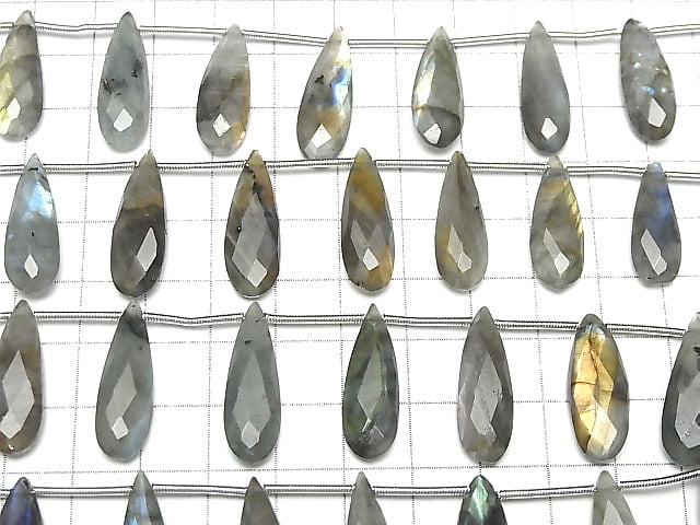 [Video]Labradorite AA++ Pear shape Faceted Briolette 24x8mm 1strand (8pcs)