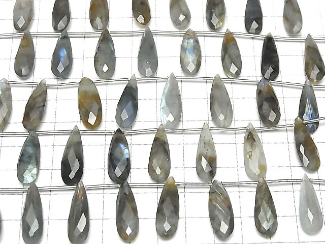 [Video]Labradorite AA++ Pear shape Faceted Briolette 24x8mm 1strand (8pcs)