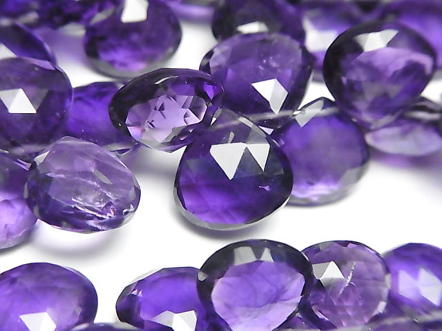 [Video] High Quality Amethyst AAA- Chestnut  Faceted Briolette  half or 1strand beads (aprx.7inch/18cm)