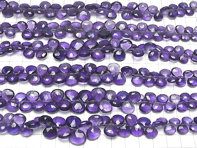 [Video] High Quality Amethyst AAA- Chestnut  Faceted Briolette  half or 1strand beads (aprx.7inch/18cm)