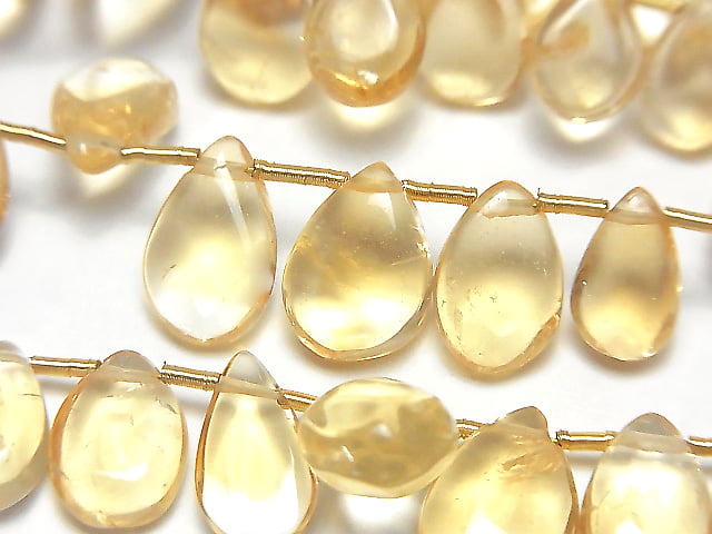 [Video]High Quality Citrine AAA- Pear shape (Smooth) half or 1strand beads (aprx.7inch/18cm)