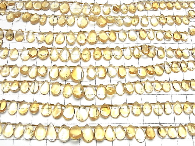 [Video]High Quality Citrine AAA- Pear shape (Smooth) half or 1strand beads (aprx.7inch/18cm)