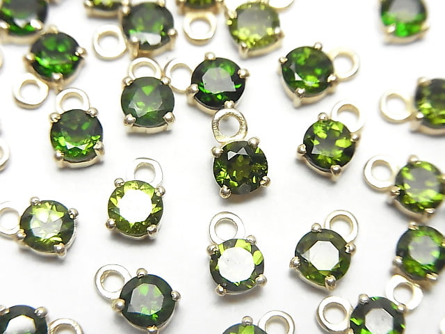 [Video]High Quality Chrome Diopside AAA Bezel Setting Round Faceted 4x4mm 18KGP 4pcs