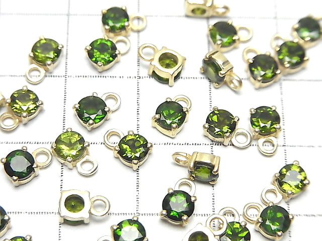 [Video]High Quality Chrome Diopside AAA Bezel Setting Round Faceted 4x4mm 18KGP 4pcs