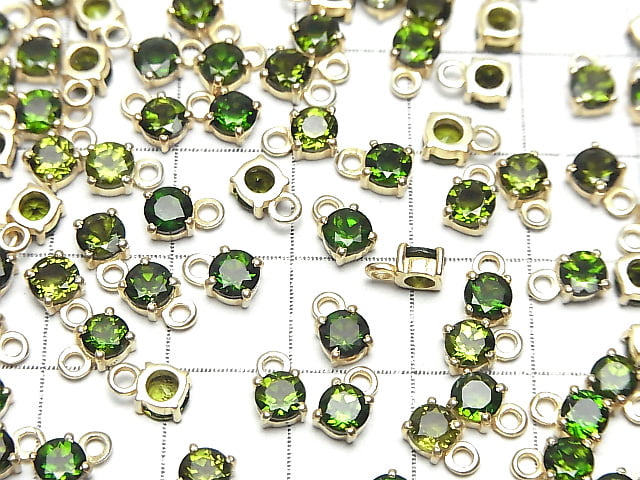 [Video]High Quality Chrome Diopside AAA Bezel Setting Round Faceted 4x4mm 18KGP 4pcs
