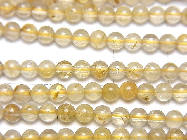 [Video]Rutilated Quartz AA++ Round 3-3.5mm 1strand beads (aprx.15inch/37cm)