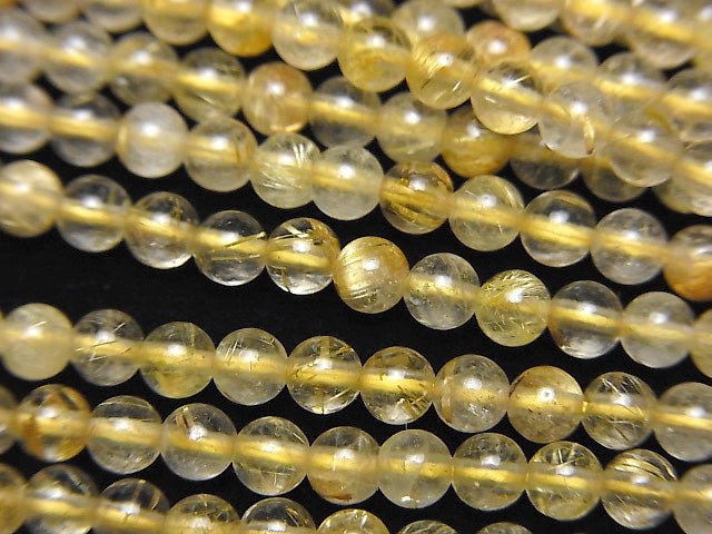 [Video]Rutilated Quartz AA++ Round 3-3.5mm 1strand beads (aprx.15inch/37cm)