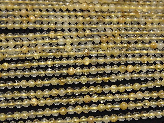 [Video]Rutilated Quartz AA++ Round 3-3.5mm 1strand beads (aprx.15inch/37cm)