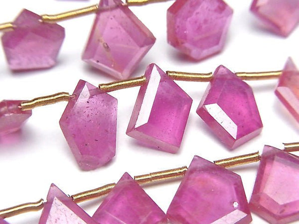 [Video] High Quality Ruby AAA- Rough Slice Faceted 1strand beads (aprx.7inch / 18cm)