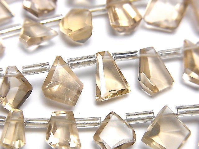 [Video]High Quality Natutal Champagne Color Quartz AAA- fancy shape cut 1strand beads (aprx.8inch/20cm)