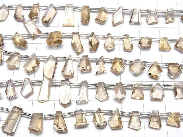 [Video]High Quality Natutal Champagne Color Quartz AAA- fancy shape cut 1strand beads (aprx.8inch/20cm)