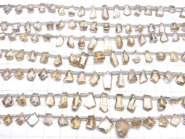 [Video]High Quality Natutal Champagne Color Quartz AAA- fancy shape cut 1strand beads (aprx.8inch/20cm)