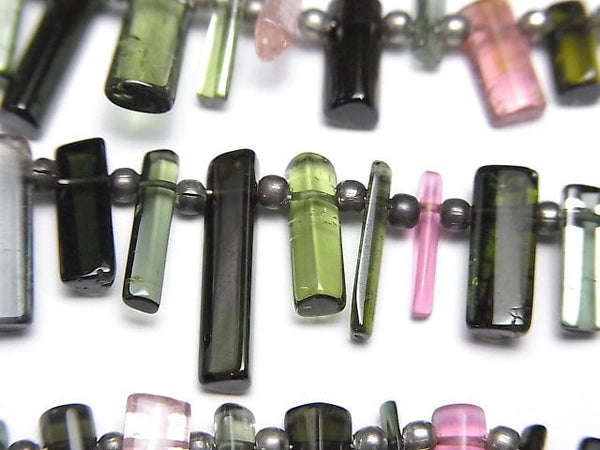 [Video] High Quality Multicolor Tourmaline AAA- Faceted Tube 1strand beads (aprx.8inch / 20cm)