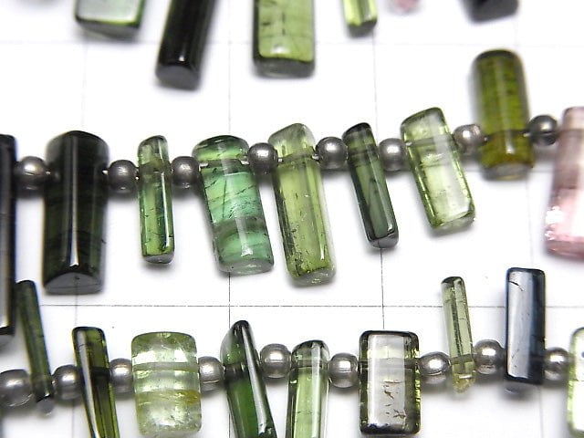 [Video] High Quality Multicolor Tourmaline AAA- Faceted Tube 1strand beads (aprx.8inch / 20cm)