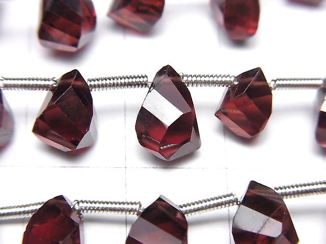 [Video] High Quality Mozambique Garnet AAA- Drop 4Faceted Twist Faceted Briolette half or 1strand (20pcs)