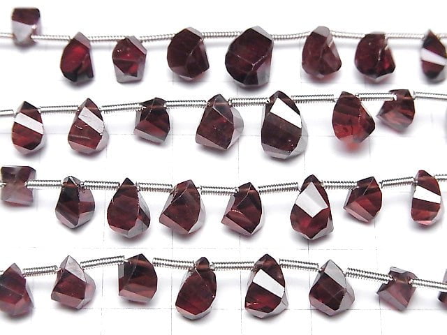 [Video] High Quality Mozambique Garnet AAA- Drop 4Faceted Twist Faceted Briolette half or 1strand (20pcs)