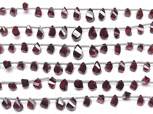 [Video] High Quality Mozambique Garnet AAA- Drop 4Faceted Twist Faceted Briolette half or 1strand (20pcs)