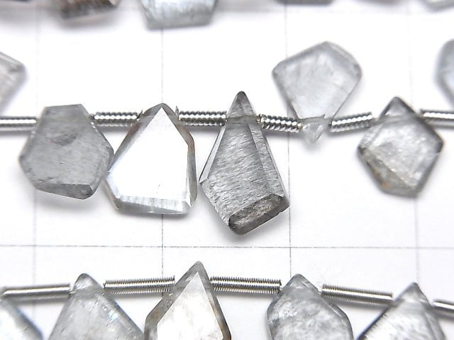 [Video] High Quality Moss Aquamarine AAA- Rough Slice Faceted 1strand beads (aprx.7inch / 18cm)