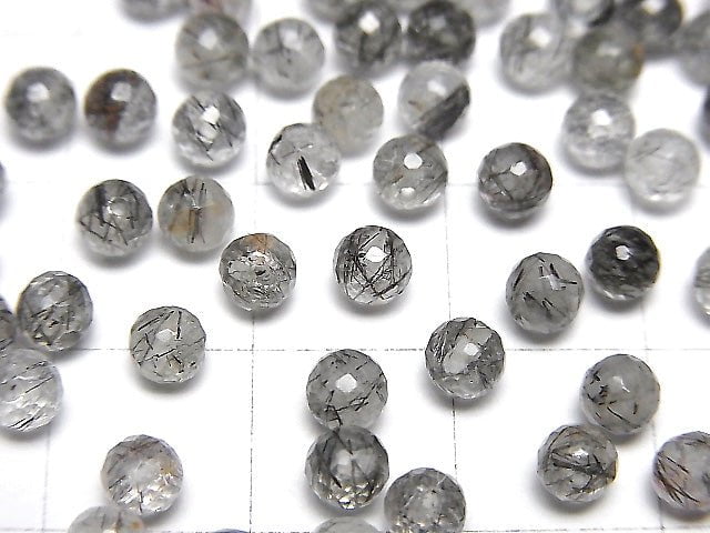 [Video]High Quality Tourmaline Quartz AA++ Half Drilled Hole Faceted Round 4mm 10pcs