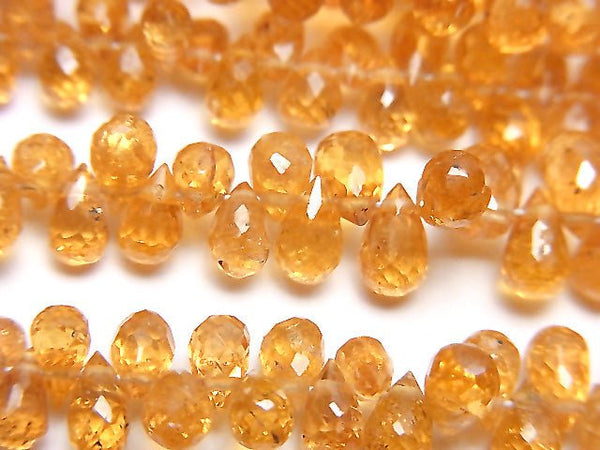 [Video] High Quality Mandarin Garnet AAA- Drop Faceted Briolette half or 1strand beads (aprx.8inch / 20cm)